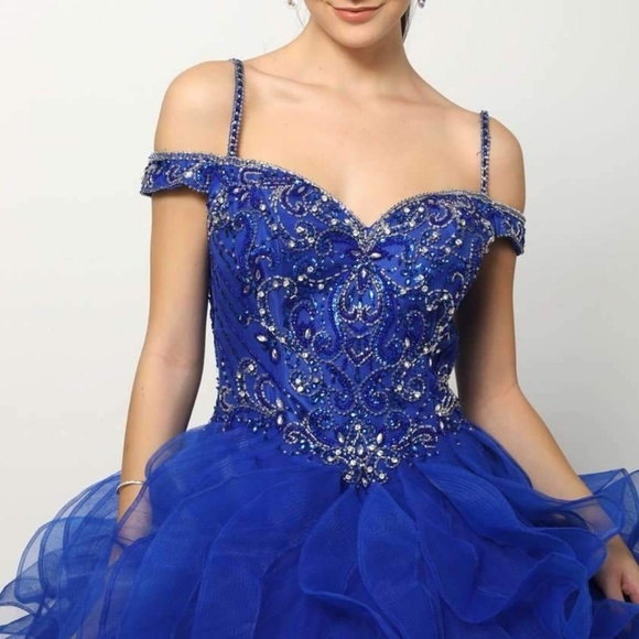 New long beaded ball gown with corset back - Picture 4 of 7